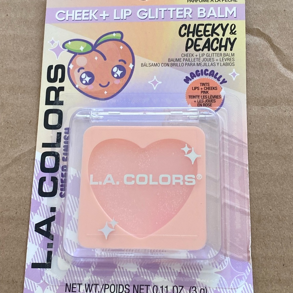 L.A. Colors Cheek + Lip Glitter Balm in Cheeky Peachy